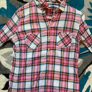 Merona long sleeved plaid button shirt pink